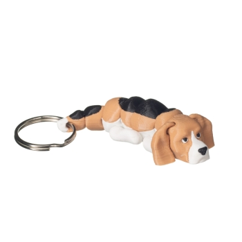 Brelok 3D beagle z długimi uszami klasyczne umaszczenie